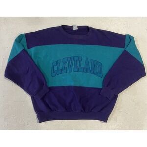 Vintage Cleveland Ohio Crewneck Sweatshirt Mens Small Medium Purple Green